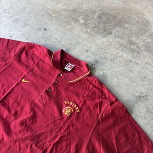 Nike USC Trojans Polo Shirt Mens XL Red Team Sports Southern California VTG 90s